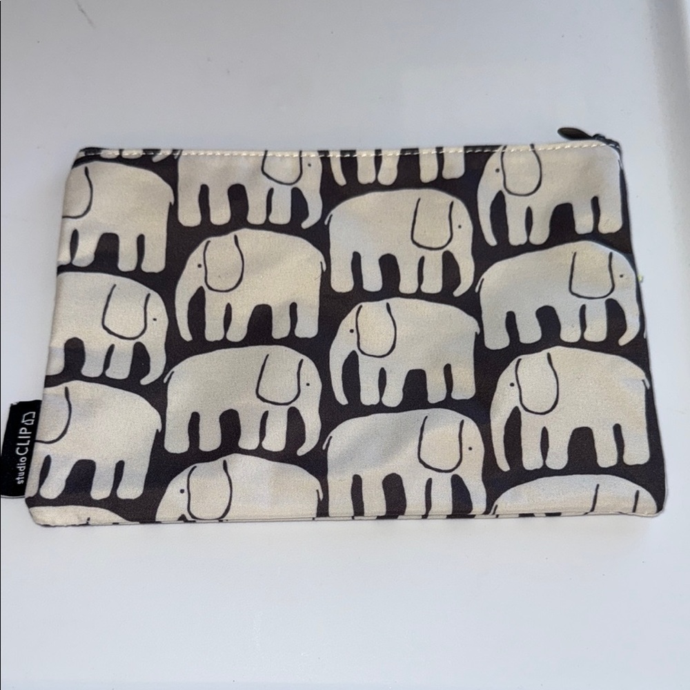 Mew- Studio clip Chic Elephant Print Cosmetic Bag